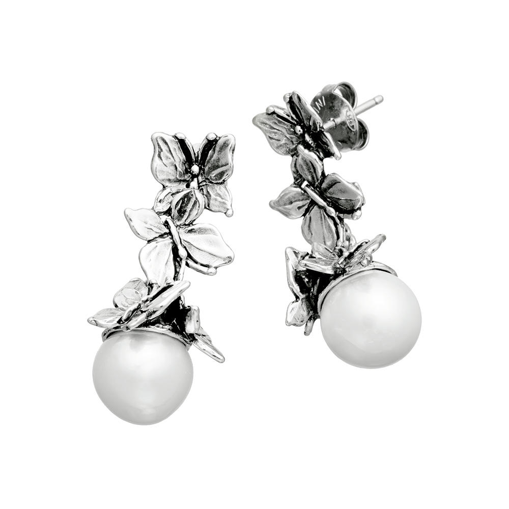 Giovanni Raspini Farfalle Earrings Drops Collection with Mabè Pearls