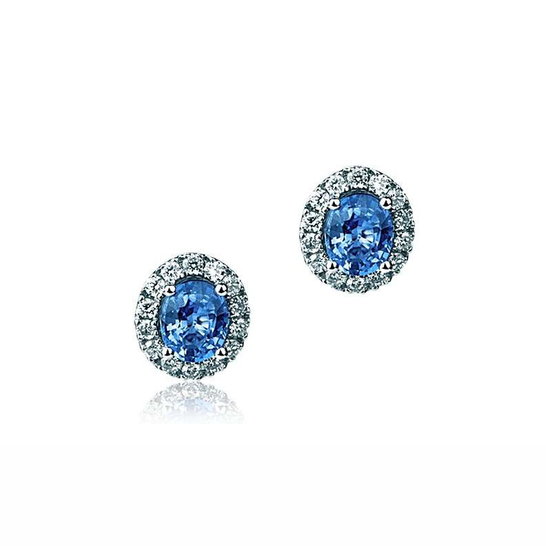 Fabio Ferro Earrings In White Gold With Diamonds And Blue Sapphires