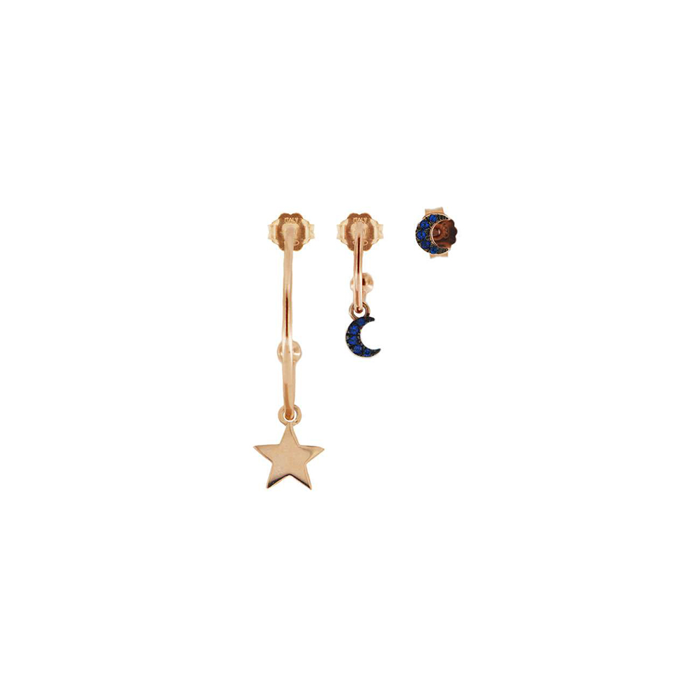 Rue des Mille Tris Star Earrings with Lune