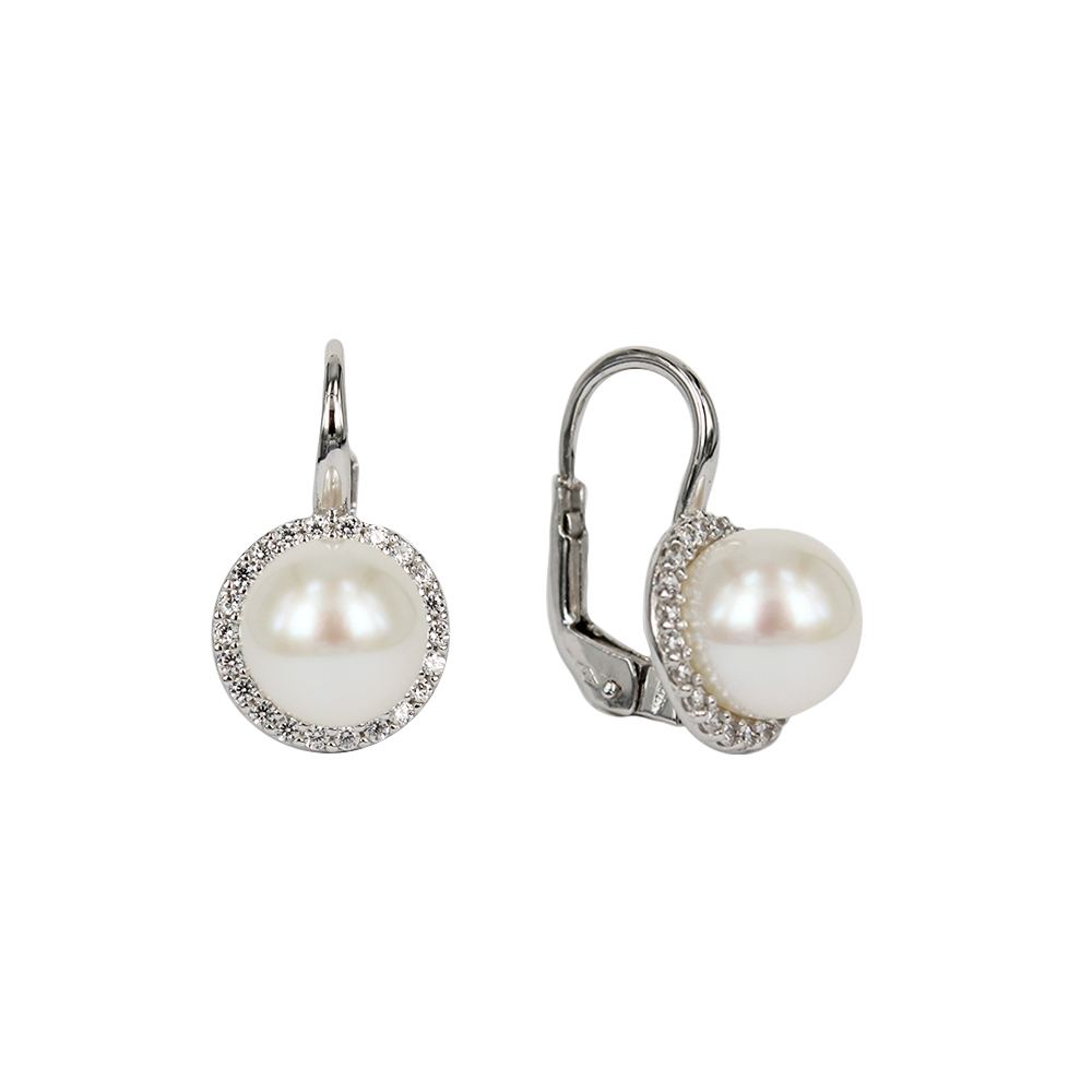 Orecchini A Farfalla Schöner-SD In Argento 925 Con Perle D'acqua Dolce E Zirconi – Piccoli, Eleganti, 9x7 Mm – Con Chiusura A Farfalla - 3