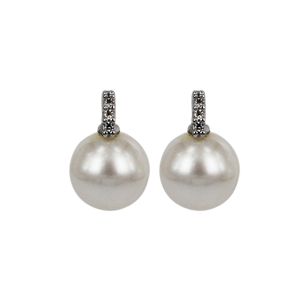 Fabio Ferro i Gioielli Gold Earrings with Water Pearls and Zircons Fixed to the Lobo