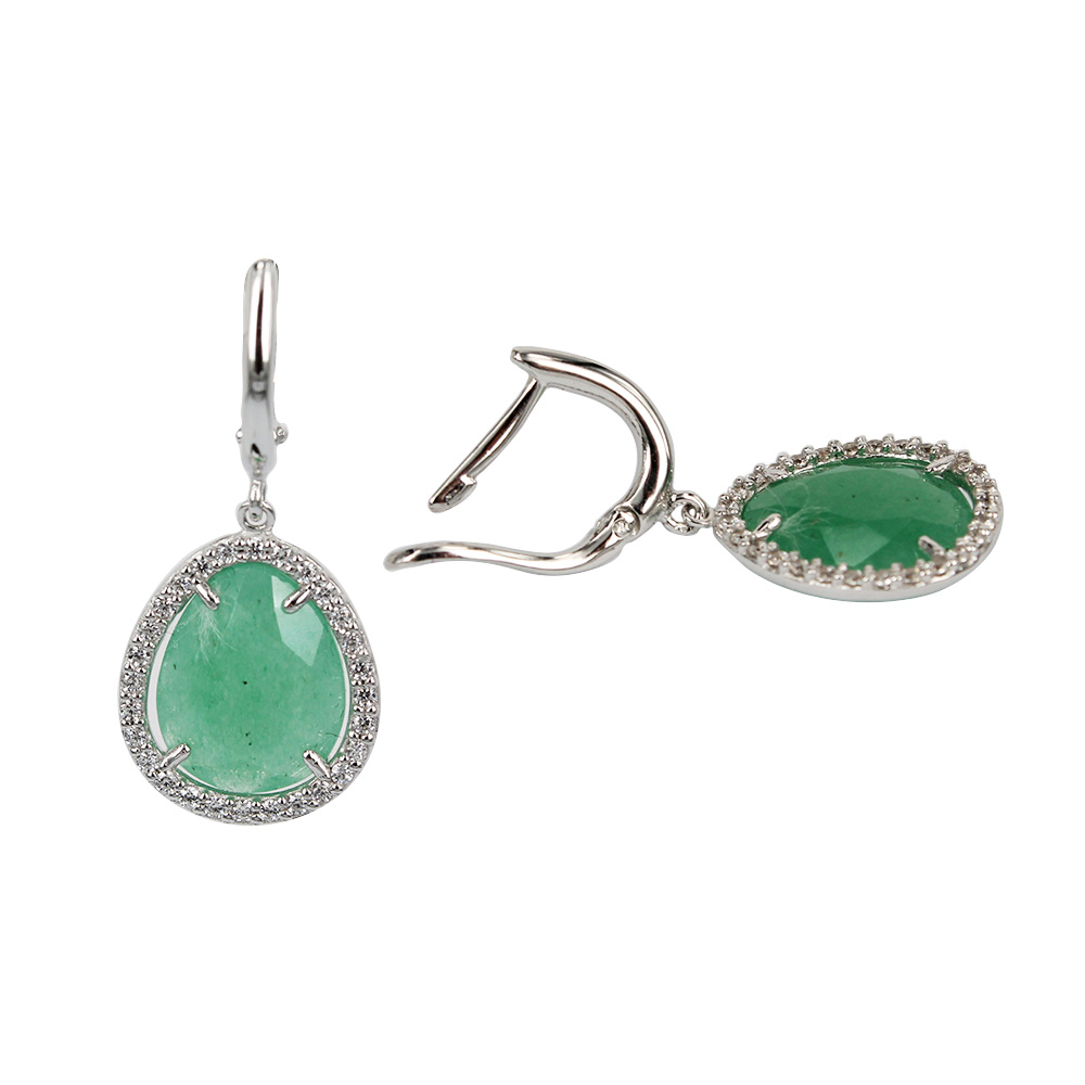 Fabio Ferro Charm Earrings in White Gold Green Hydrothermal Quartz and Zirconia