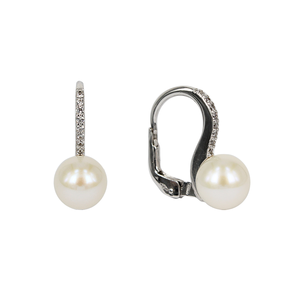 Fabio Ferro Monachelle Earrings with White Gold Beads and Zircons