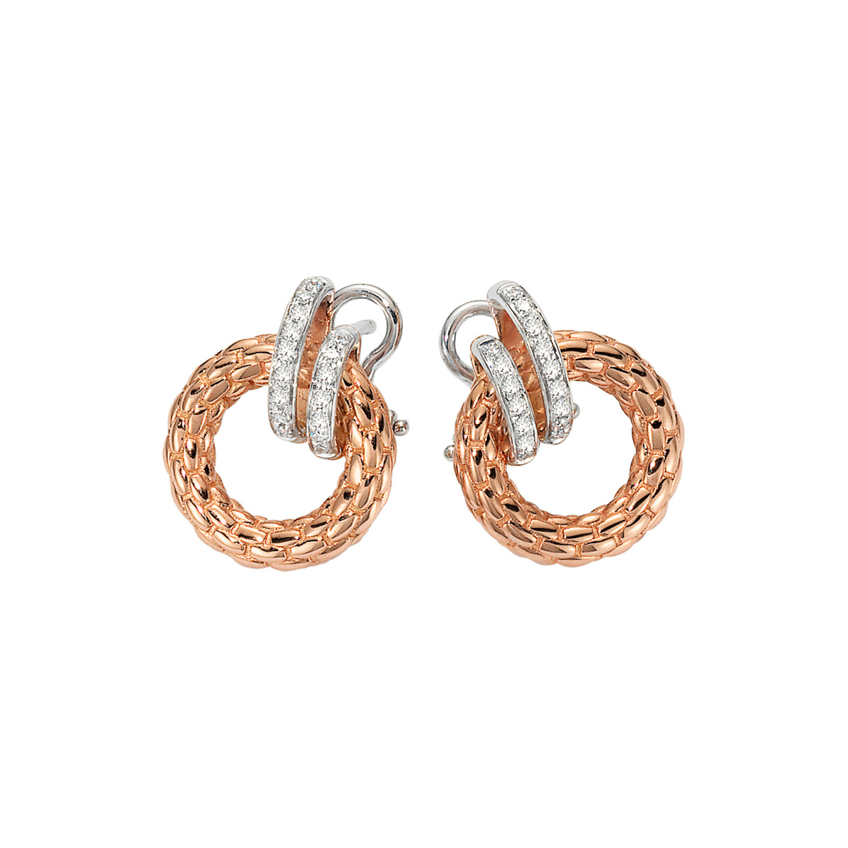 Fope Solo Collection Earrings in Gold and Diamond Pavè