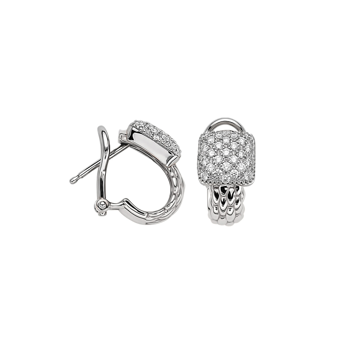 Fope Vendome Collection Earrings in White Gold with 0.77 Carat Diamond Pavè