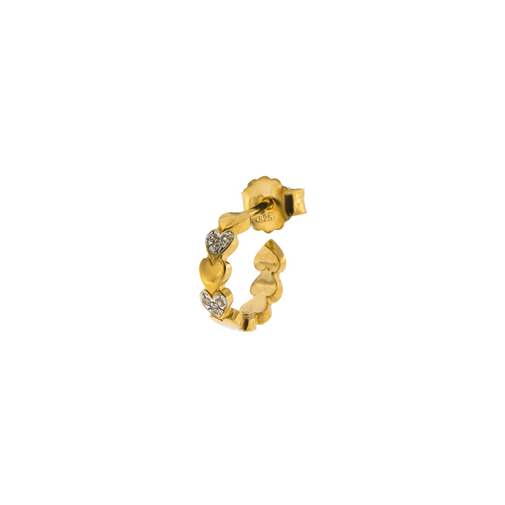 Single Earring Rue des Mille Hoop Hearts Alternate Yellow