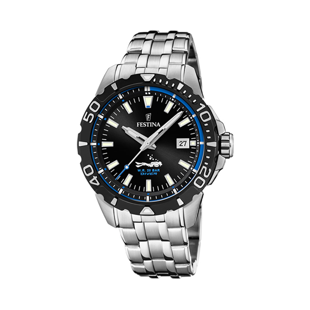 Festina Diver Men's Steel Diver Watch 45mm