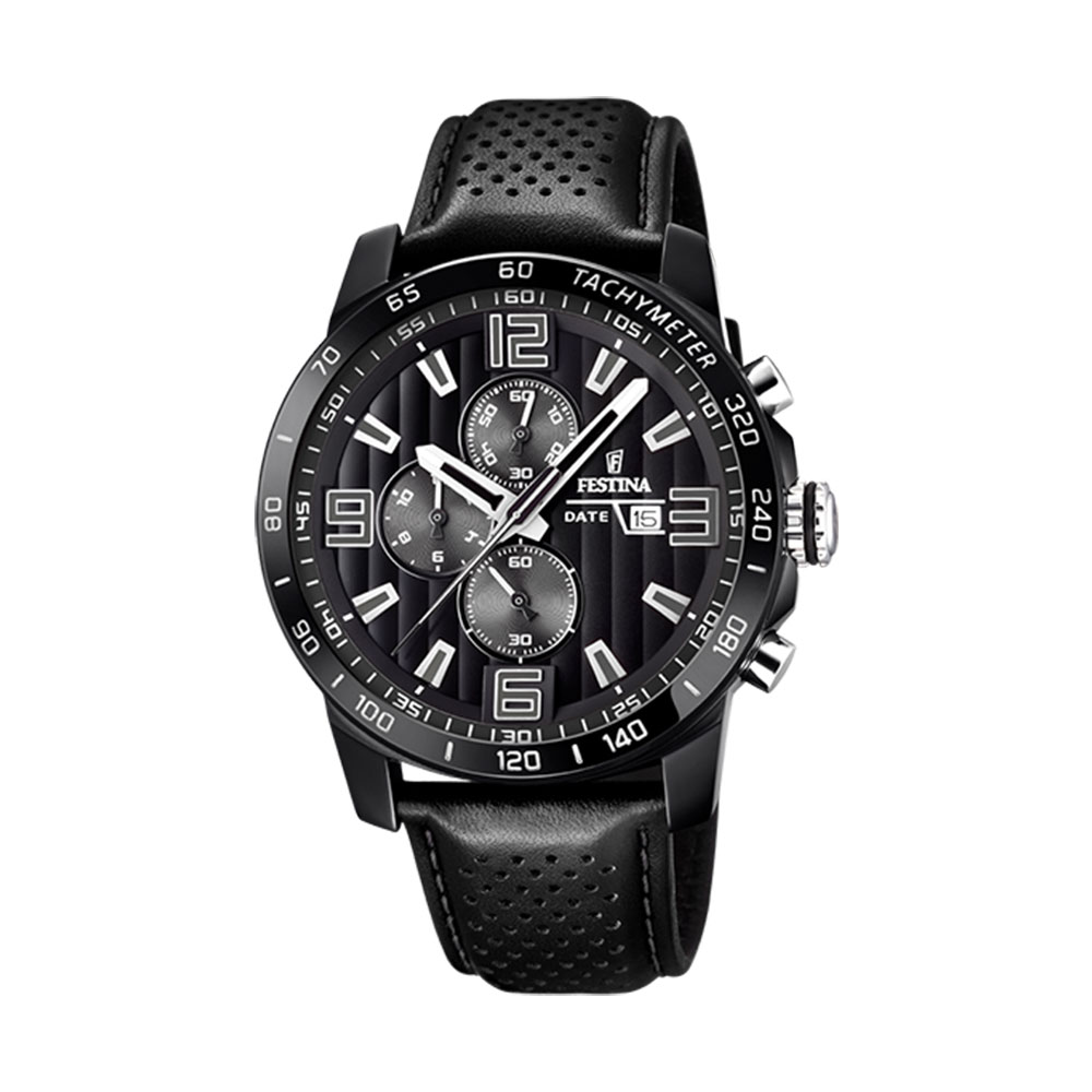 Festina Chrono Sport Watch in Steel Covered Black 45 mm