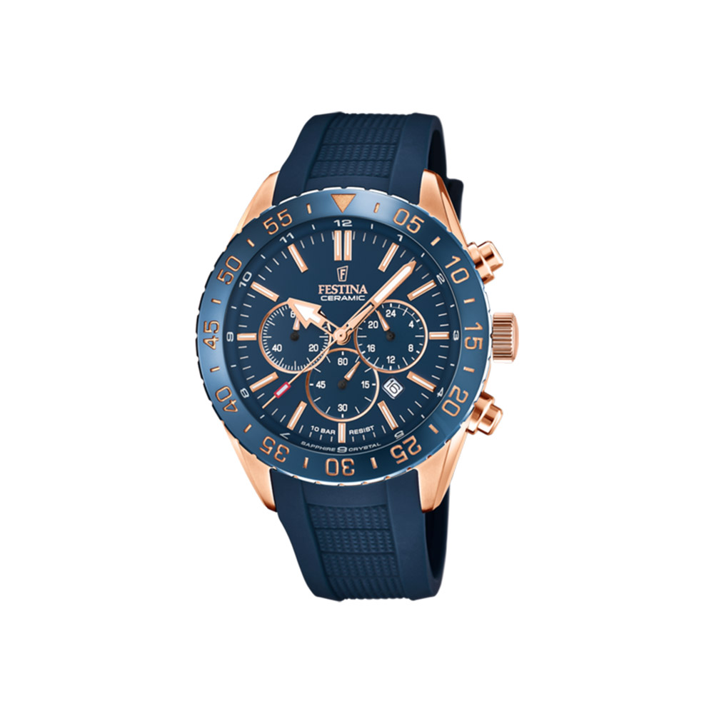Festina Uomo Orologio Cronografo Sportivo - Cassa In Acciaio Inox Nero, Cinturino In Pelle, Impermeabile 10 Bar, Data