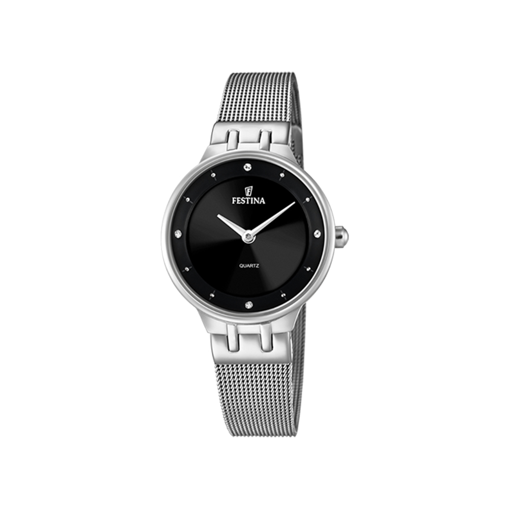Festina Classic Black Steel Watch 30.5 mm