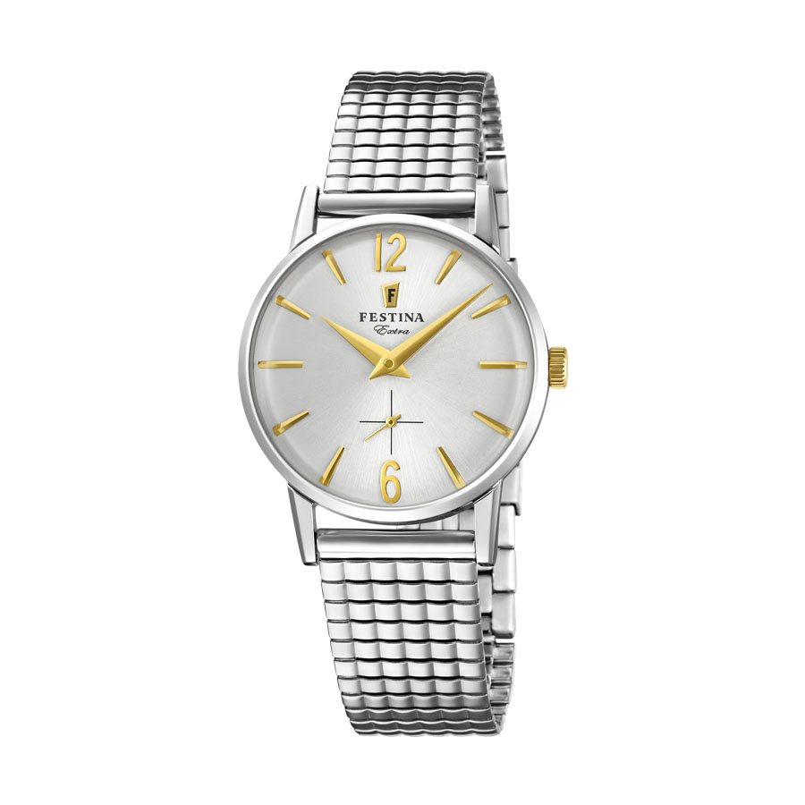 Festina Watch Woman Extra Collection MM Case. 29 Argentè Dial and Golden Index With Elastic Strap