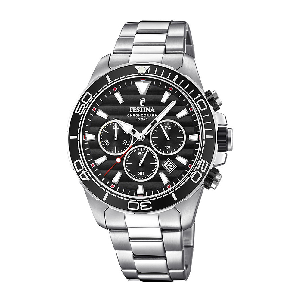 Festina Men's Chronograph Watch With Black Dial Three-dimensional Case MM. 44 Prestige Collection