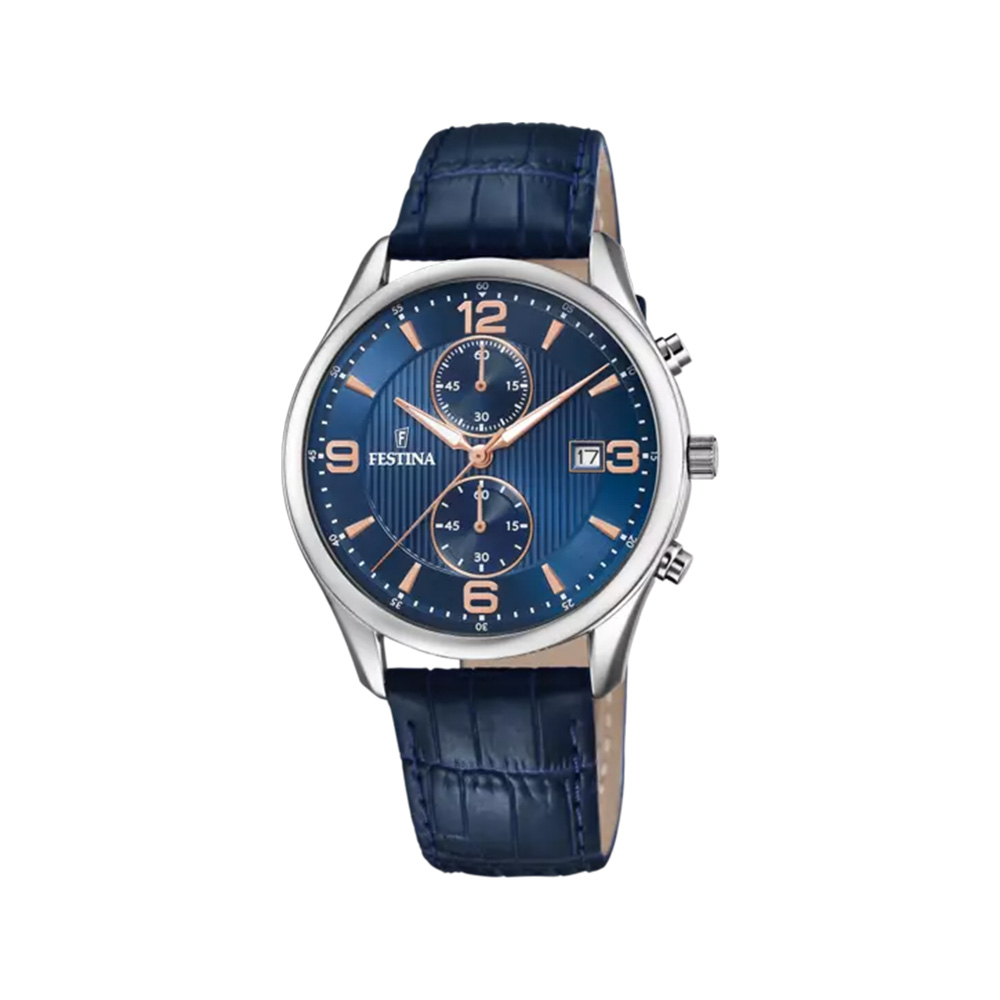 Festina Timeless Chronograph Light Blue Leather Watch