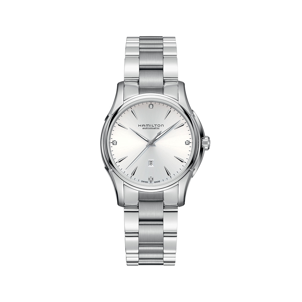 Hamilton Women's Watch New Jazzmaster Viewmatic Lady Automatic MM Collection. 34 Silver Dial With Diamonds