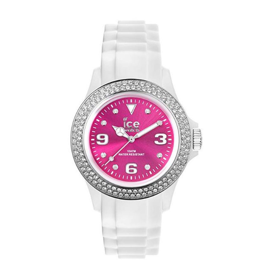 Ice Star White Pink Ladies Watch with Pink Dial and Svarowski Crystals