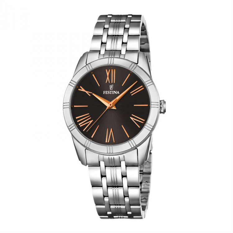 Festina Woman Watch In Steel With Brown Dial And Steel Bracelet