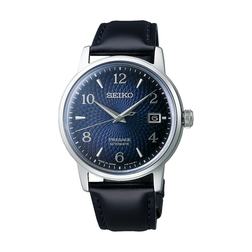 Seiko Presage Automatic Watch Blue Leather 38.5 mm