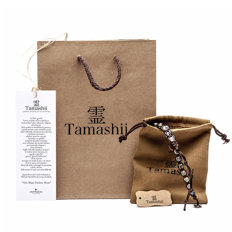Original Tibetan Tamashii Bracelet In Picasso Jasper Grey