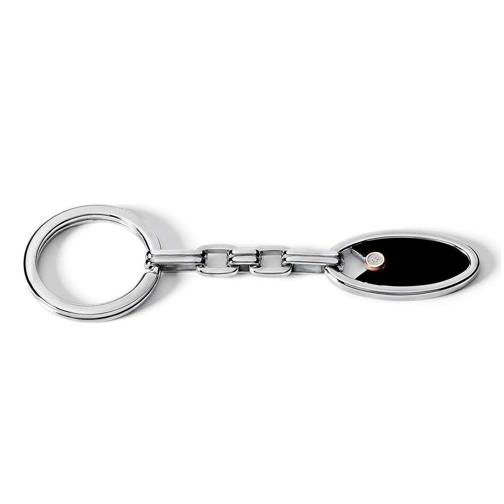 Keychain Man Comete in Steel with Black PVD and Diamond