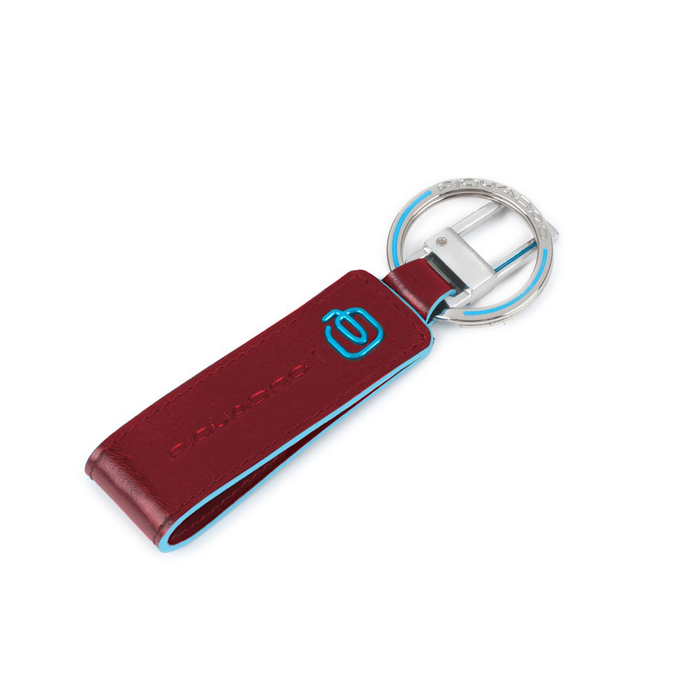 Piquadro key ring in red leather Blue Square collection