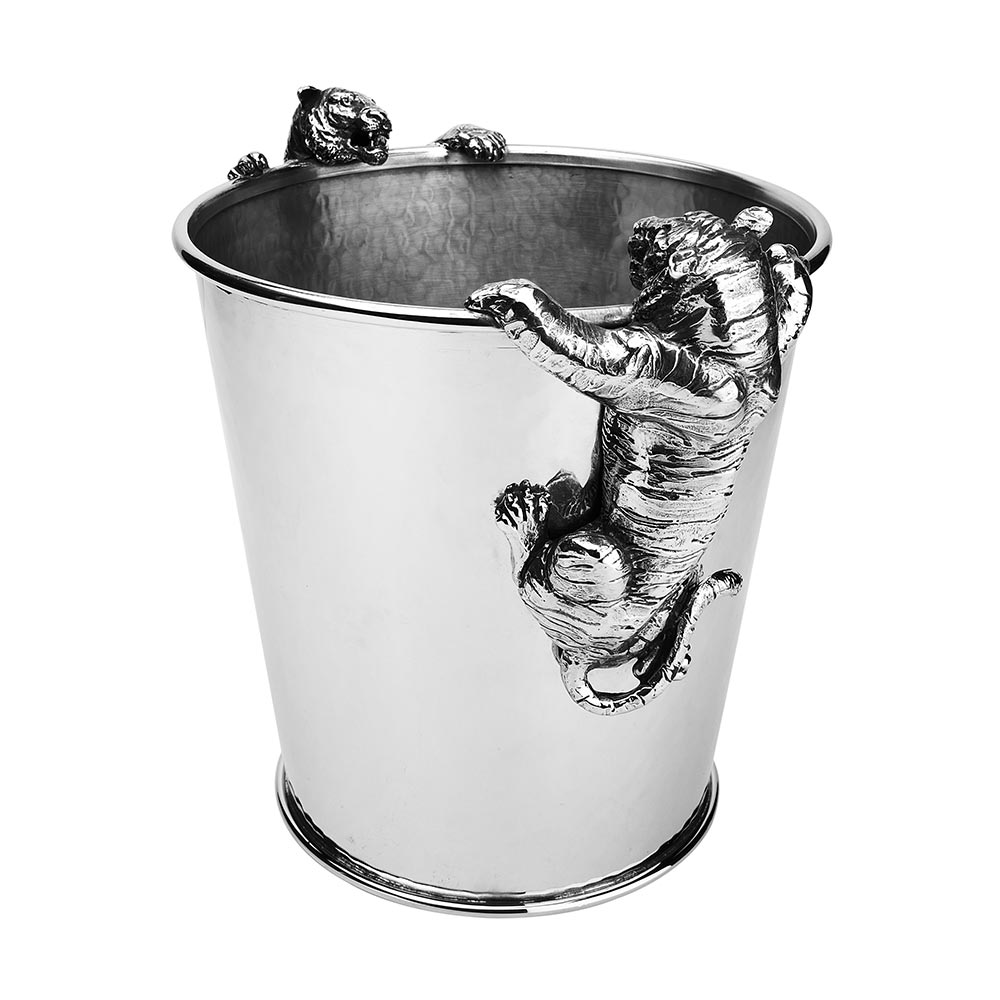 Giovanni Raspini Champagne Tigers Bucket in White Bronze 23 cm