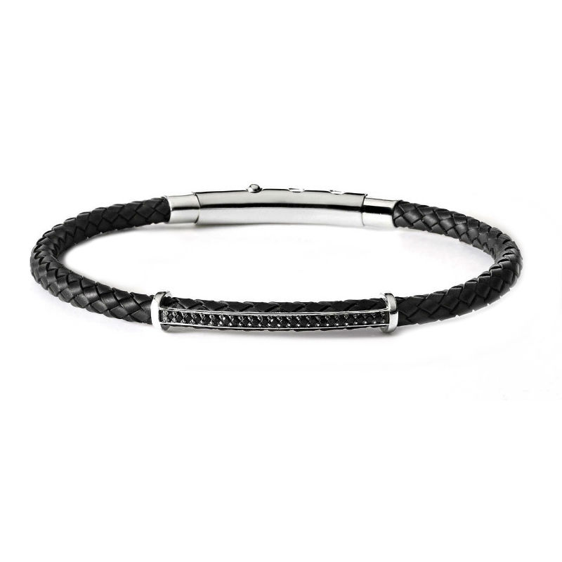 Comets Men's Bracelet UBR 634 Random Collection In Black Rubber With Silver And Black Spinel