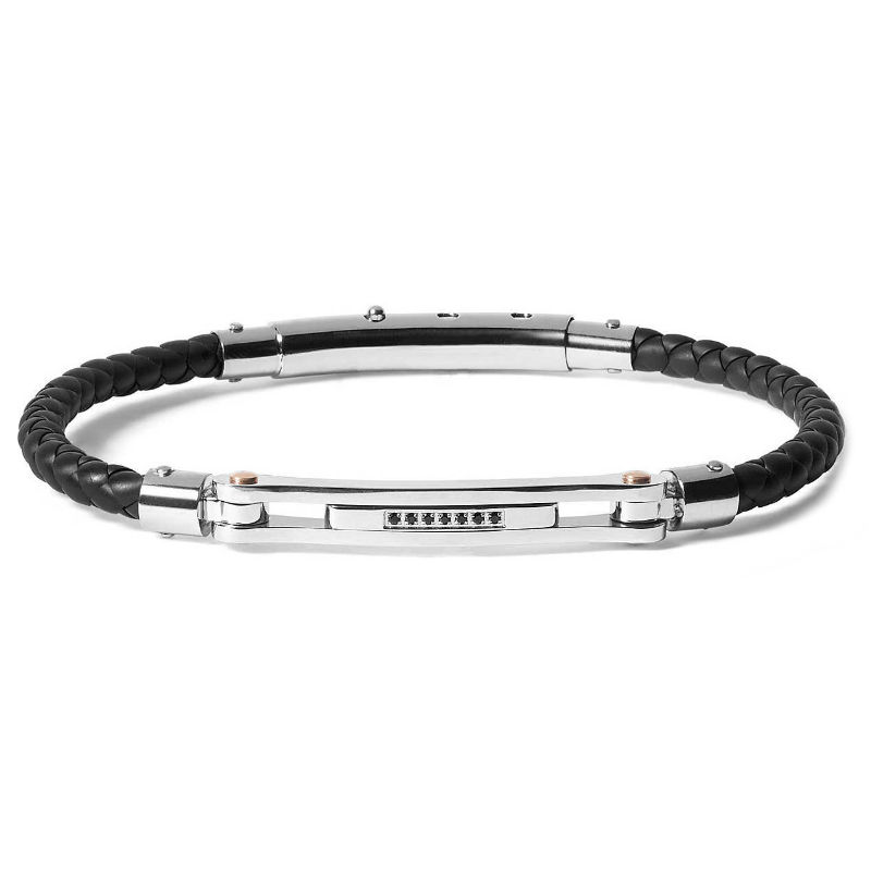 Comete Bracelet Men's Nipper Collection In Rubber With Steel And Black Spinel