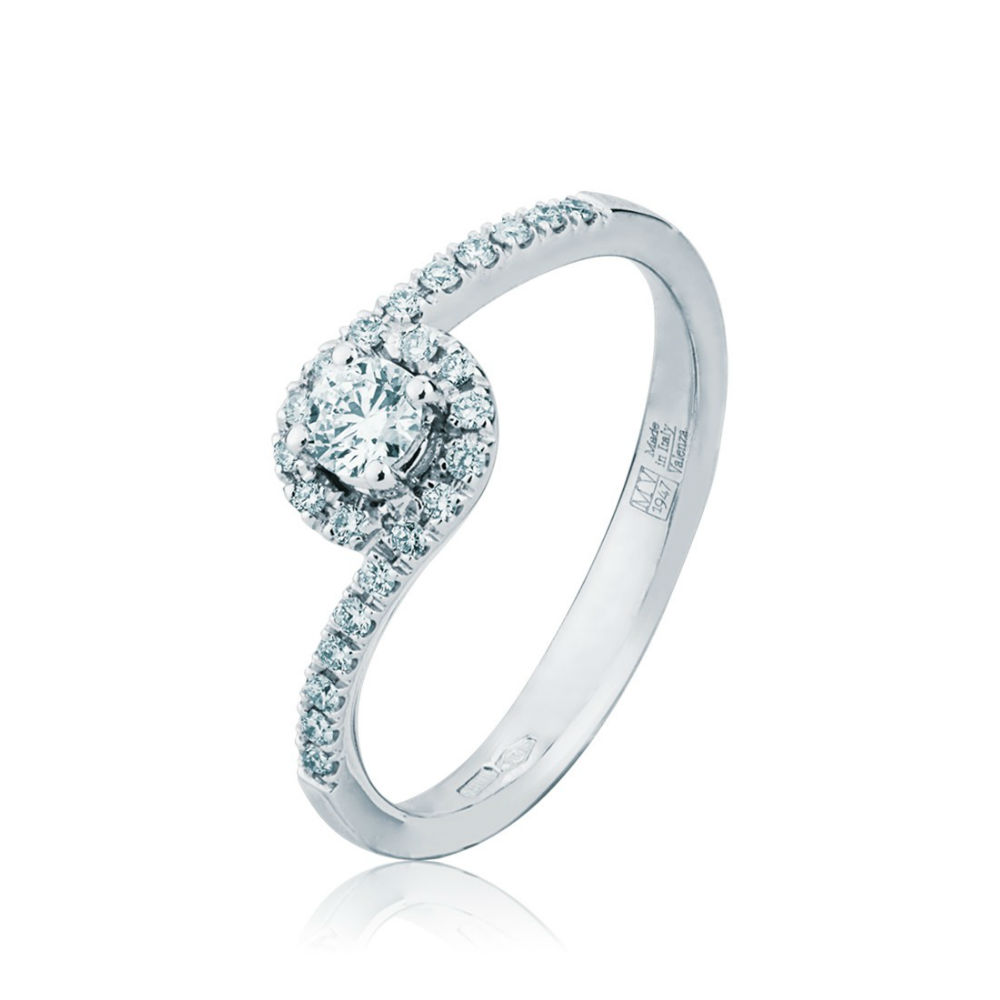 Fabio Ferro Engagement Ring in White Gold with Diamond Brilliant Cut 0.24 Carat